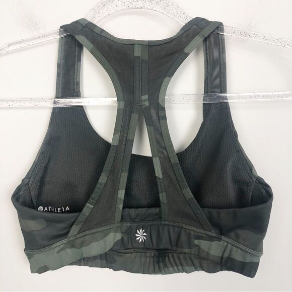 ATHLETA | Green Camo Print Contender Mesh Accent Sports Bra Women’s Size Small - Picture 7 of 10